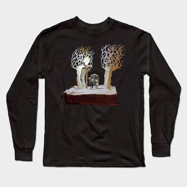 Tumnus and Lucy Narnia book sculpture Long Sleeve T-Shirt by daysfall